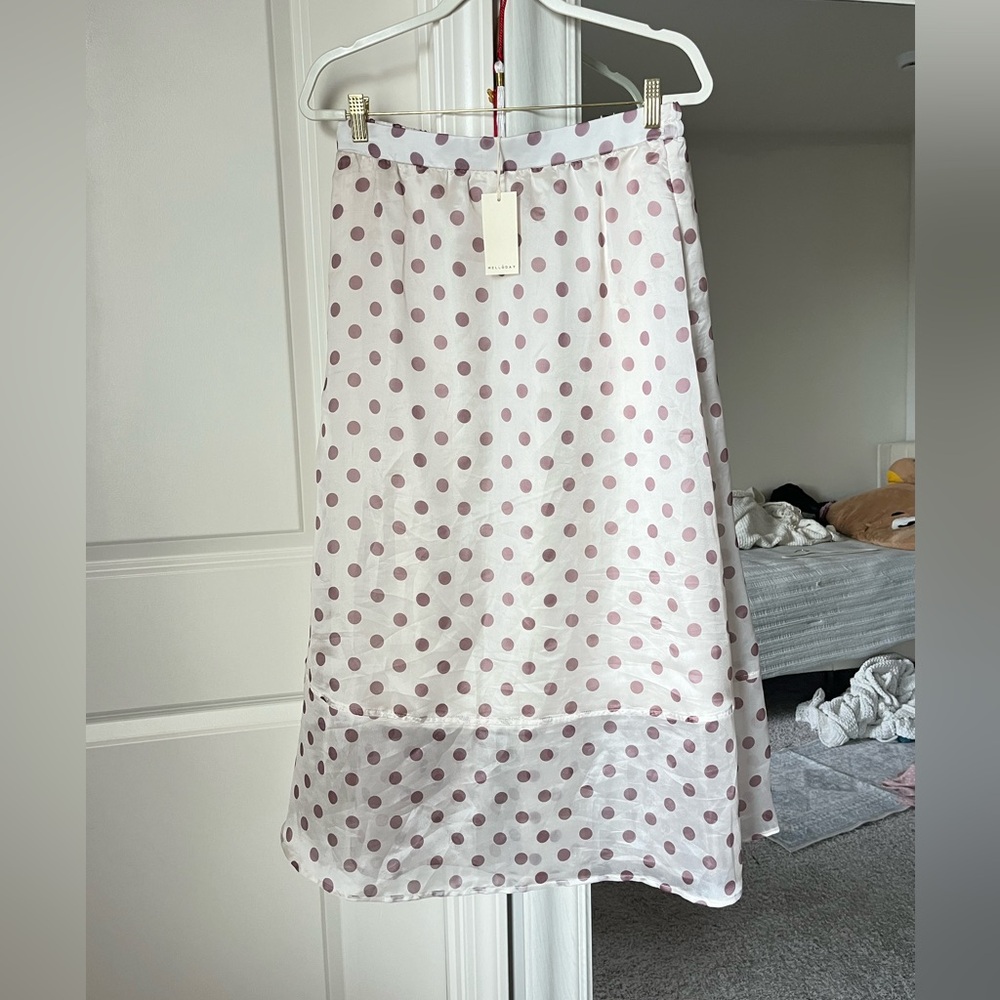 Melloday Polka Dot maxi  Skirt sz M